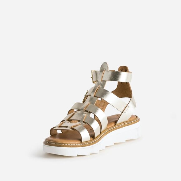 NEW CARLO PERA Made In Italy Leather Gladiator Sandals Platinum for women 563mn - Picture 3 of 9